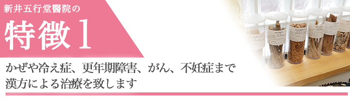 かぜや冷え症、更年期障害、不妊症まで漢方による治療を致します